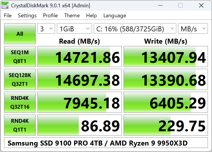 CrystalDiskMark main window